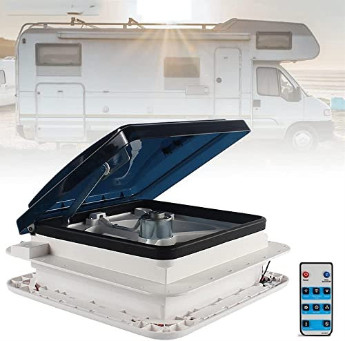 Ventilador de ventilación for autocaravana, elevador manual de 12 voltios, for techo de baño, sin luces, ventilador de techo for RV con lámpara LED, ventilador de ventilación for RV de 14 pulgadas, ve
