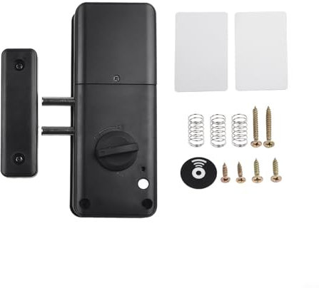 Getdoublerich Verrou de porte coulissante pour contrôle par application, serrure de porte intelligente invisible en bois avec application et déverrouillage de carte (noir)