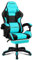 ELFORDSON Gaming Chair with 2-Point Massage XL Lumbar Cushion Headrest Footrest, Comfy Computer Office Chairs Tall Back Recliner Swivel for Home Office, Cyan & Black