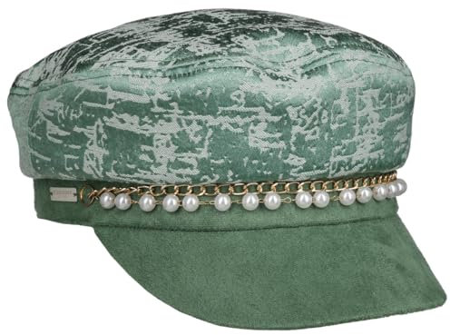 Seeberger Brocade Elbsegler mit Perlen Schirmmütze Baker-Boy-Mütze Elbseglermütze Damen - Schirm Herbst Sommer Frühjahr Winter Frühling-Sommer Herbst-Winter - One Size grün