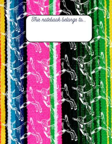 Serape and Goat Primary Lined Notebook: 100 pages primary lined handwriting paper