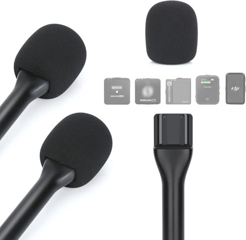 YOUSHAres 2 Pcs Interview GO Handheld Adaptor Compatible with Wireless GO 2, DJI Mic 2, Most Wireless Mics - Interview Microphone Handle with 2 Pcs Cover