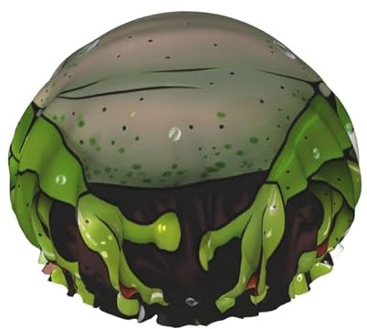 Duschhaube, niedlicher Frosch-Kunstdruck, doppellagig, gefüttert, Duschhauben für Frauen, wiederverwendbar
