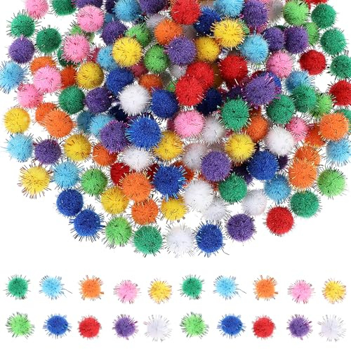 Tyqour 250 Stück Bunte Pompons zum Basteln, Filzkugeln Bunt Klein, Mini Pompons Bunt 15mm Pompoms zum Basteln, Filzkugeln für Ostern DIY Kreativen Handwerk Dekorationen