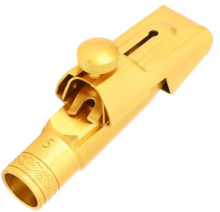 Bocchino per Sassofono Soprano Professionale, Bocchino per Sassofono Soprano in Ottone con Tono Brillante, Finitura Placcata Oro, Bocchino per Sassofono Soprano per Appassionati,