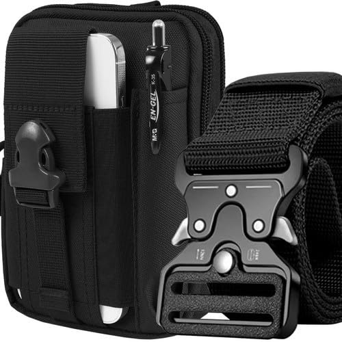 GADIRIA Cintura tattica e borsa tipo militare con fibbia in metallo a sgancio rapido per forze di sicurezza, sorveglianza, Airsoft, lavoro, caccia - nylon ad alta resistenza.