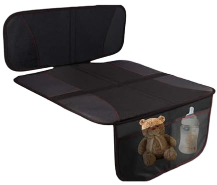 MINZHI Sitzschoner Auto Kindersitz,mit Anti-Rutsch Funktion Autositzschoner,kindersitz Unterlagen für Auto,Autositzauflage Sitzschutz,Autositzauflage mit Netztaschen,für Kinder geeignet (Schwarz+Rot)