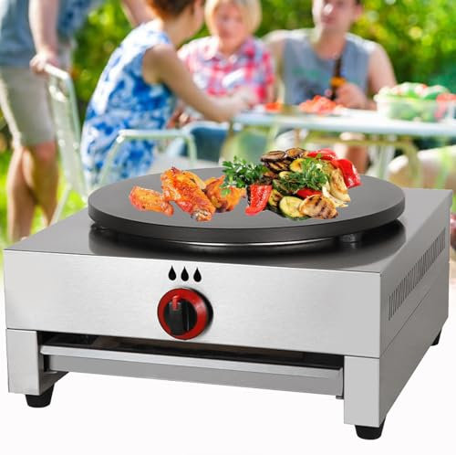 XSDAJSD Crepera Comercial, máquina de crepera a Gas Antiadherente de 15.7, sartén para creperas, Plancha para panqueques, Plancha de mostrador, Plancha para panqueques con Parrilla Antiadherente