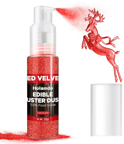 Glitter Commestibile Spray Rosso, con Polvere Scintillante, 20g Coloranti Alimentari - Decorazioni Torte, Cocktail, Bevande, Caramelle, Glassa, Macarons, Dolci per Glitter Alimentare Comestibile