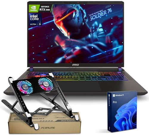 MSI Vector 16 HX RTX 5080 Pantalla QHD+ 240Hz de 16 pulgadas, Ultra 9 275HX(Beats i9-14900HX), NVIDIA GeForce RTX 5080 AI Pro Gaming Laptop, 64GB DDR5, 4TB SSD, RGB retroiluminado, paquete con