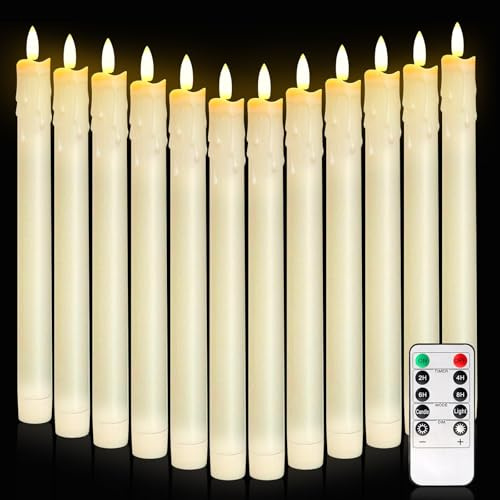 Juego de 12 velas LED con temporizador y mando a distancia, velas eléctricas, sin llama, llama parpadeante, funciona con pilas, para Navidad, bodas y decoración del hogar