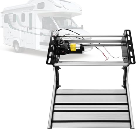 VNATWGOO Escalier éLectrique Pliable en Aluminium pour Camping-Car, avec Capteur De Porte Et éClairage LED, Escalier Escamotable Automatique pour Caravanes,SingleLayer