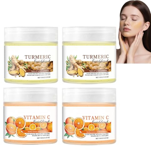 Gesichtspeeling Mit Vitamin C Und Kurkuma, Kurkuma-Peeling Für Das Gesicht, Aufhellendes Gesichtspeeling Mit Vitamin C, Mit Meersalz, Tiefenreinigung Der Poren Von Schmutz, Alle Hauttypen (2PCS)