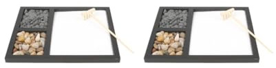 2 set Zen Garden Sand Tray Stone Wooden Rake Sands Home Room Fengshui Ornament #2