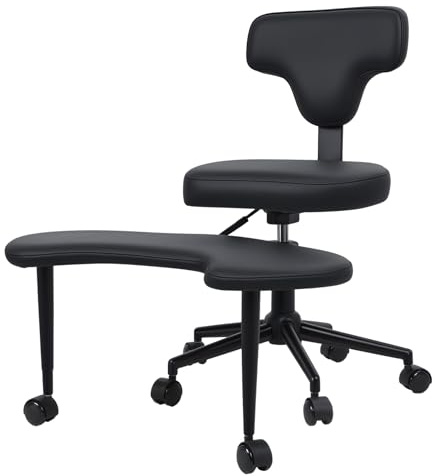 feneihe Kniestuhl, Criss Cross Chair, Ergonomischer Stuhl mit Kreuzbeinen, für Zuhause und Büro, vielseitiger Kniestuhl, höhenverstellbar, Yoga-Schreibtischstuhl, schwarz