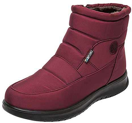 2026 Bottines pour femme Soled Fashion Chaussures compensées épaisses Bottes courtes pour femme, Bordeaux, 39 EU