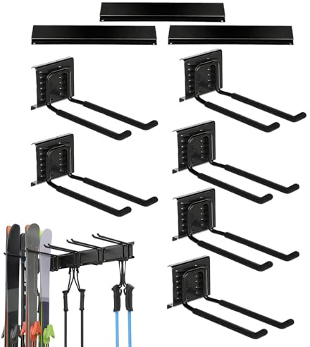 Opdestn Soporte Para Esquís De Pared Garaje - Con 6 Ganchos Antideslizantes Organizador De Equipamiento - De Almacenamiento De Esquis De Pared | Para Accesorios Deportivos Equipo De Invierno Interior