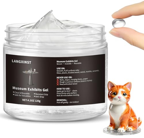 4.3 OZ Exhibits Gel for Museum, Removable Clear Museum Paste Putty Wax, Reusable, Securely Holds Collectibles and Decorative Items to Prevent Shaking Falling