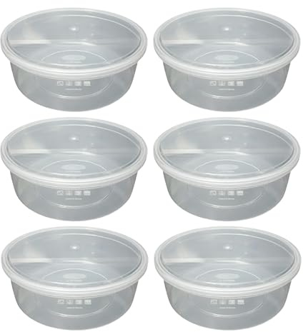 Eason Bros - Pack of 6 Large Round Food Storage Containers with Secure Seal Lids | BPA-Free Plastic Meal Prep Tubs | Stackable, Freezer, Dishwasher & Microwave Safe Kitchen Containers (2.5l Litre)