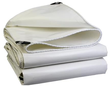 Telone impermeabile in PVC 500 g/m² per tenda da campeggio, gazebo, baldacchino, vela, copertura capannone, colore bianco, 4 x 4 m