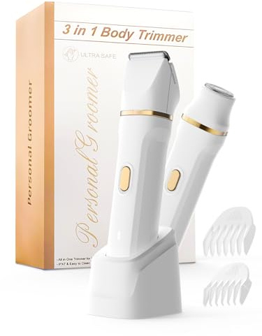 Srbydt Bikini Trimmer for Women Painless, IPX7 Waterproof Rechargeable Electric Shaver Razors for Women, Pubic Hair Trimmer, Facial Hair Removal Cordless Ceramic Blade, Charge Dock, Gifts