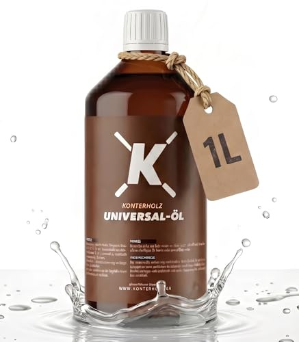 Konterholz Huile universelle 1000 ml - Huile blanche médicale pour bois, meubles et planches à découper - Inodore et non auto-inflammable - Huile d'entretien du bois fabriquée en Allemagne (1)