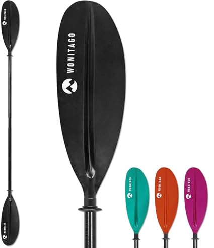 HIKULA Kayak Paddle with Carbon Fibre Shaft and Plastic Blade, Adjustable 3-Piece Double Paddle Floating Paddle for Kayak, 220-240 cm, Black