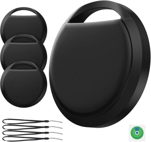 RSH Air Tracker Tag 4 Pack Item Finder Bluetooth Key Tracker Work with Apple Find My (iOS), 80 dB Alarm,IP67 Waterproof Smart Tag with Replaceable Battery, for Keys, Wallet, Luggage, Bags
