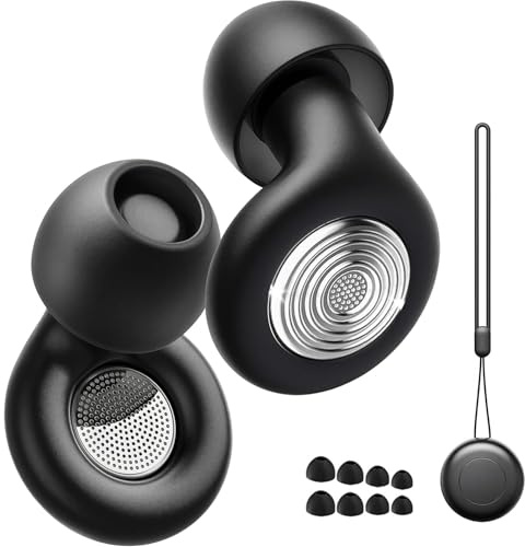 2026 Nuovo Tappi Orecchie Dormire, Antirumore Quiet Silicone Auricolari, 45dB Protezione dell'udito, Concerti/Aerei/Sleep/Viaggiare, Riutilizzabile Earplugs con 8 Punte (XS/S/M/L) e Custodia - Nero