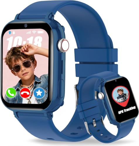 Montre Connectée Enfant GPS 4G Appel Vidéo SOS Chat Familial Podomètre