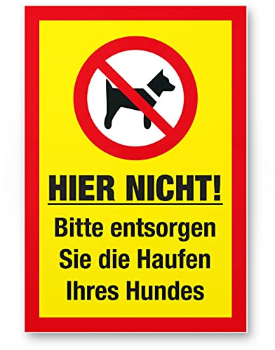 Komma Security Hier nicht - Entsorgen Sie die Haufen Ihres Hundes Schild Hunde kacken verboten - Verbotsschild Hundeverbotsschild Verbot Hundeklo Hundekot Hundehaufen Hundekacke
