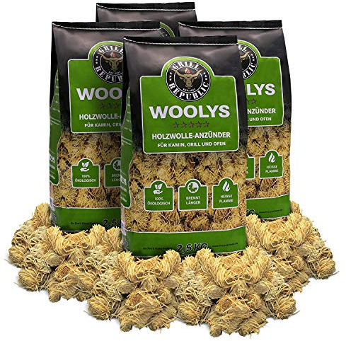 Grill Republic Kaminanzünder Holzwolle Wachs 10 kg/Ofenanzünder mit extra hoher Brennleistung/Bio-Anzünder ohne Chemie/Anzündwolle für Holzofen, Kachelofen, Kaminofen & Grillanzünder…
