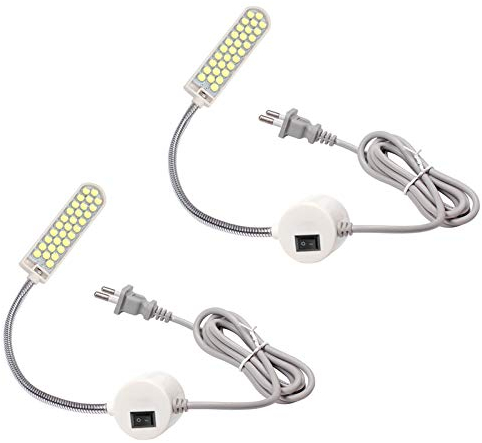 Lixada 2PCS 2W 30LED Macchina da Cucire Lampada con Braccio Flessibile e Base Magnetica Lampada led per Macchine da Lavoro Portatile per Banco di Lavoro Macchina da Cucire