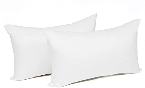Laneetal 2 Set Kissenbezug 30x50cm Weiß - 100% Baumwolle Kissenhülle mit Reißverschluss, Weicher Kissenbezüge Doppelpack Sofakissenbezug (Ohne Füllung)