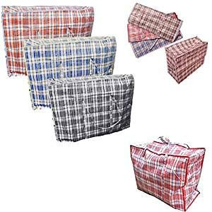 KAV 6 Pack Laundry Bags with Zipper - Large Reusable Bag for Shopping, Storage, Moving House, Bedding, Duvets, Clothing, Toys - Strong and Durable 100 x 60 x 28 CM (Assorted Colours)