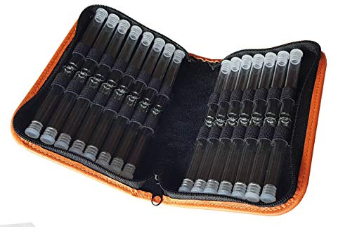 Homöopathie Taschenapotheke für Globuli Leder orange für 30 Glasröhrchen (mit 30 Klarglasröhrchen)