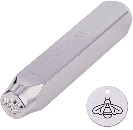 BENECREAT 6mm 1/4 Bee Metall Design Stamps Galvanisiertes Stanzwerkzeug aus hartem Kohlenstoffstahl für die Herstellung von Schmucklederholz