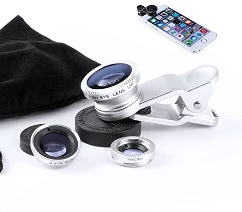 KIT 3 en 1 – Lentille Objectif – Clip Caméra Téléphone – Smartphone Fisheye – Zoom Macro (Kit 3 en 1)