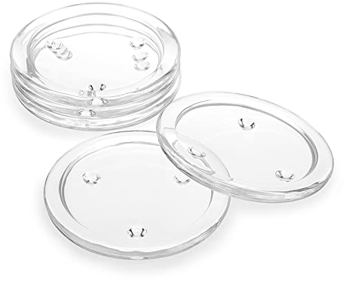 BSTKEY 5 Stück 10 cm runde Glas-Kerzenteller, Tassenmatte, transparentes Glas-Untersetzer-Set, Stumpenkerzenhalter, Ständer für Kerzen