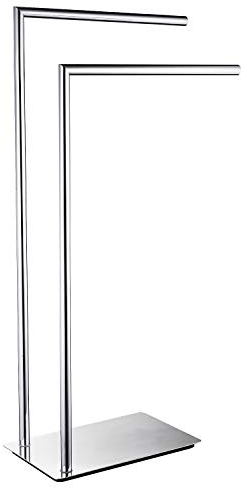 NSODOO Freistehende Doppel-Handtuchhalter Badaccessoires Handtuchhalter Stand auf Boden Messing Chrom