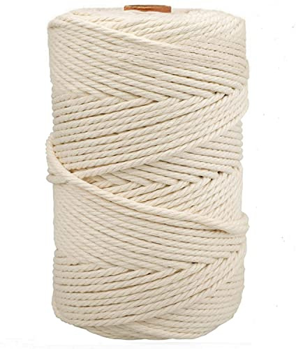 Callenbach Makramee Garn 3mm x 200m, Natürliches Makramee Schnüre Baumwollgarn Kordel, Baumwollkordel für Basteln Boho Deko DIY Handwerk & Stricken, Weben Wandbehäng Pflanzenaufhänger