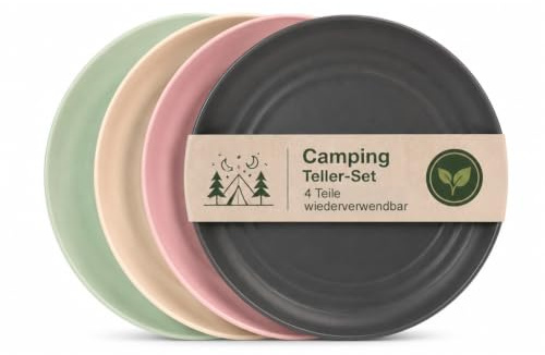 Hausfelder Campinggeschirr Teller Set 4, 4-teilig | Kunststoff, 4-teilig, für Camping, BPA-frei, wiederverwendbar, bruchfest, Teller, Personen, bruchsicher, melaminfrei
