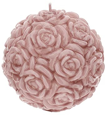 HERVIT Bougie Petite sphère Roses Bougie décorative laquée Rose Mauve Ø11 cm