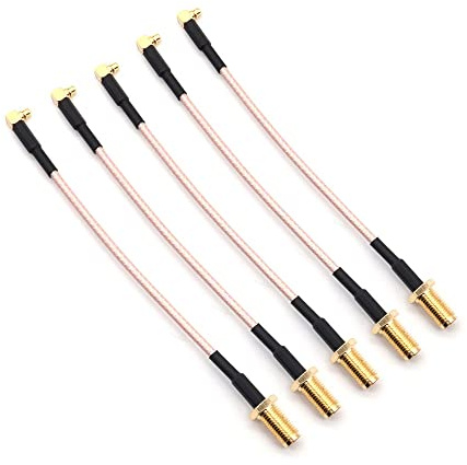 Fasizi 5 connettori per antenna RG316 da 10,2 cm SMA maschio a MMCX maschio, adattatore per cavo coassiale a bassa perdita ad angolo retto - SMA esterno a spirale foro interno