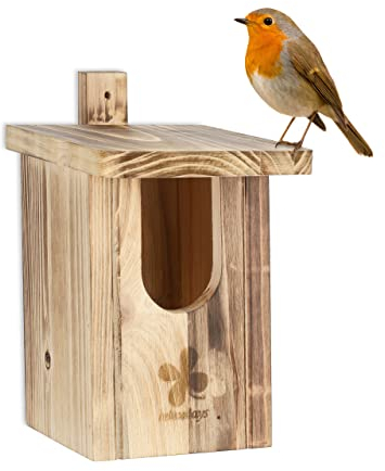 Relaxdays Nistkasten Halbhöhlenbrüter, naturbelassenes Holz, Einflugloch HxB 95x55 mm, Vogelhaus zum Aufhängen, Natur