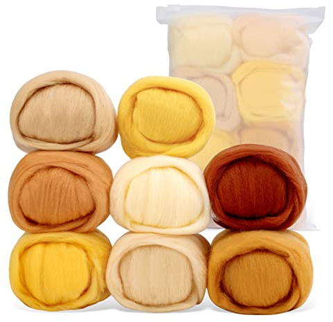 Namner Filzwolle Set 80g mit 8 Farben, Wolle Roving Starter Kit | für DIY Handwerk & Bastelprojekte, Inkl. Zubehör für Anfänger, Herbstdekoration & Wollfilzen