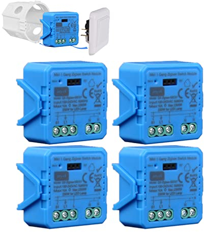 Anvek Interruptor inteligente con mando a distancia inalámbrico universal, mini 1Gang módulo, función temporizador, control remoto y voz, compatible con,Alexa,Google