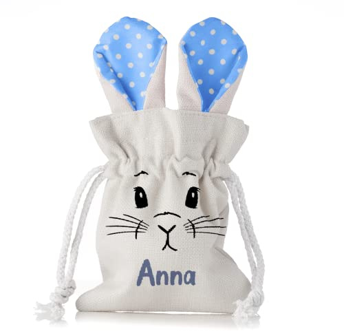 LIEBTASTISCH - Ostertasche Personalisiert mit Namen - Ostertüte zum Befüllen - Stoff Osternest Osterkorb Osterkörbchen für Ostergeschenke Kinder - Geschenktüte Ostern Geschenke - 26x15 cm (Blau)