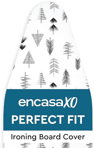 Encasa XO Housse Table à Repasser, Rembourrage 3mm 54x18 Flèche Noire | Cordon de Serrage | Résistant aux Brûlures & Chaleur | 100% Coton | Surface Lisse