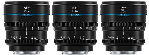 SIRUI Night Walker 24mm 35mm 55mm kit Objectifs T1.2 S35 pour Monture RF | Manual Lens Focale Fixe, Grande Ouverture, Compact et Léger, pour Red Komodo, Komodo X, R7, R10, C70, R50, Noir